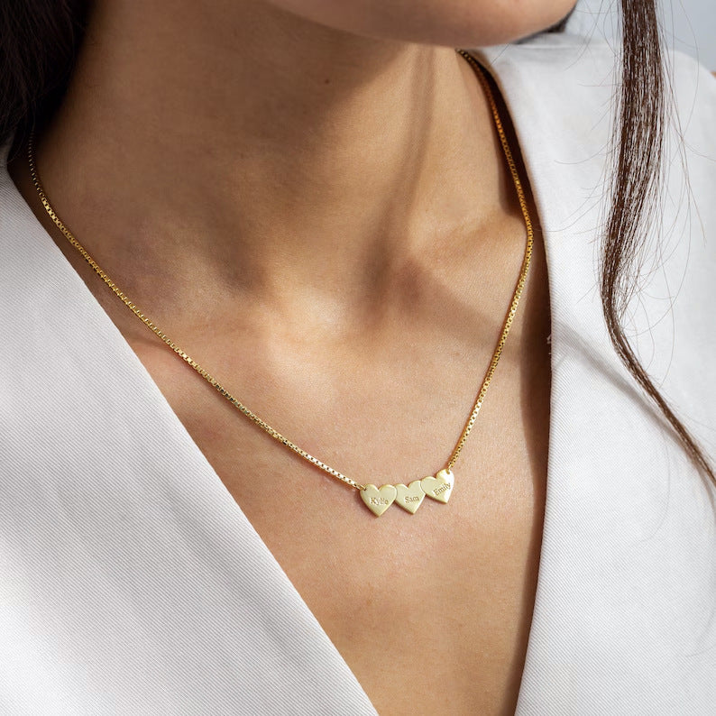 Niche Design 18K Gold Heart Necklace | Custom Engraved Name Jewelry for Women