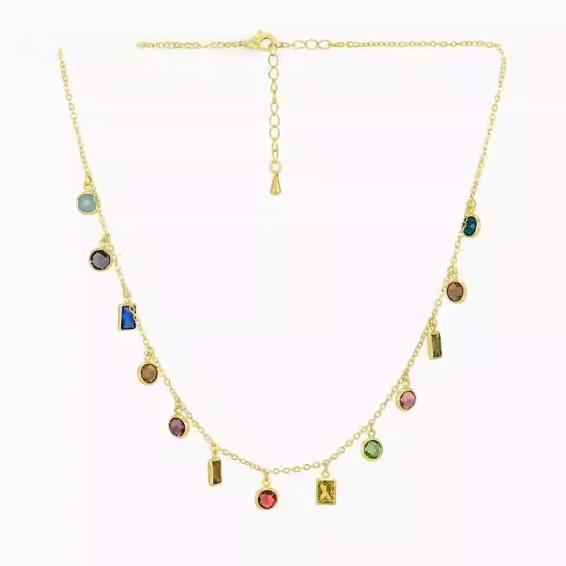 Dopamine Rainbow Gemstone Necklace, 'Joy Unlocked'