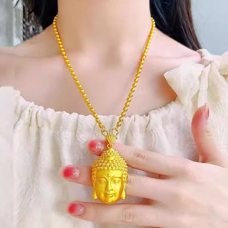 Buddha Head Necklace, 'Divine Wisdom'