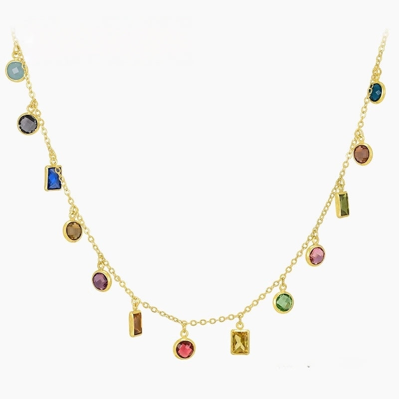 Dopamine Rainbow Gemstone Necklace, 'Joy Unlocked'