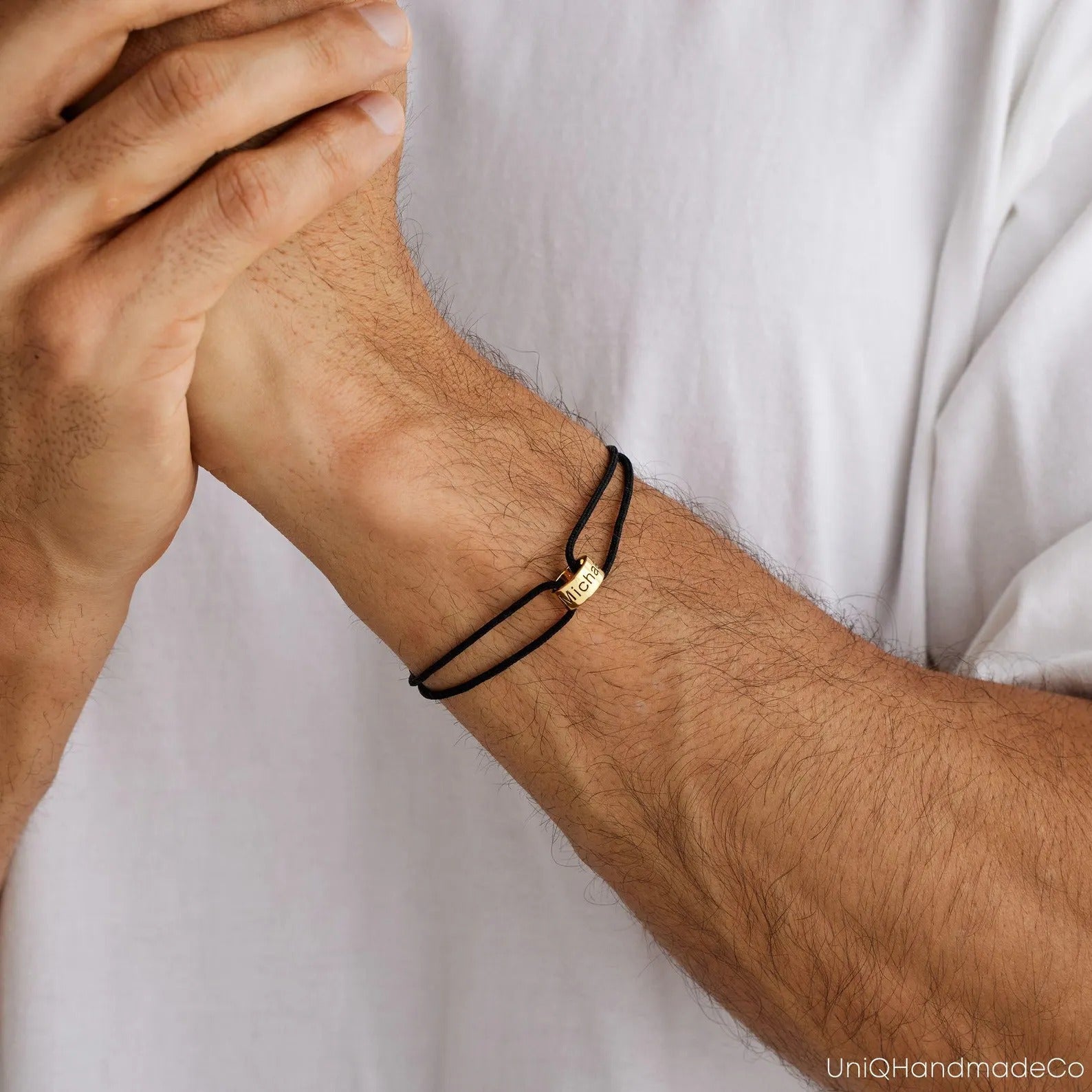 Personalised Men's Interlocking Bracelet | Family Name Dad Gift