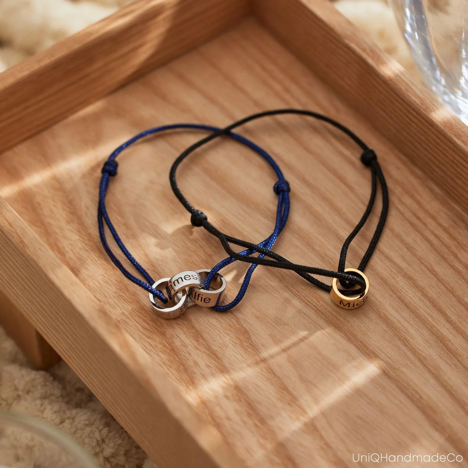Personalised Men's Interlocking Bracelet | Family Name Dad Gift