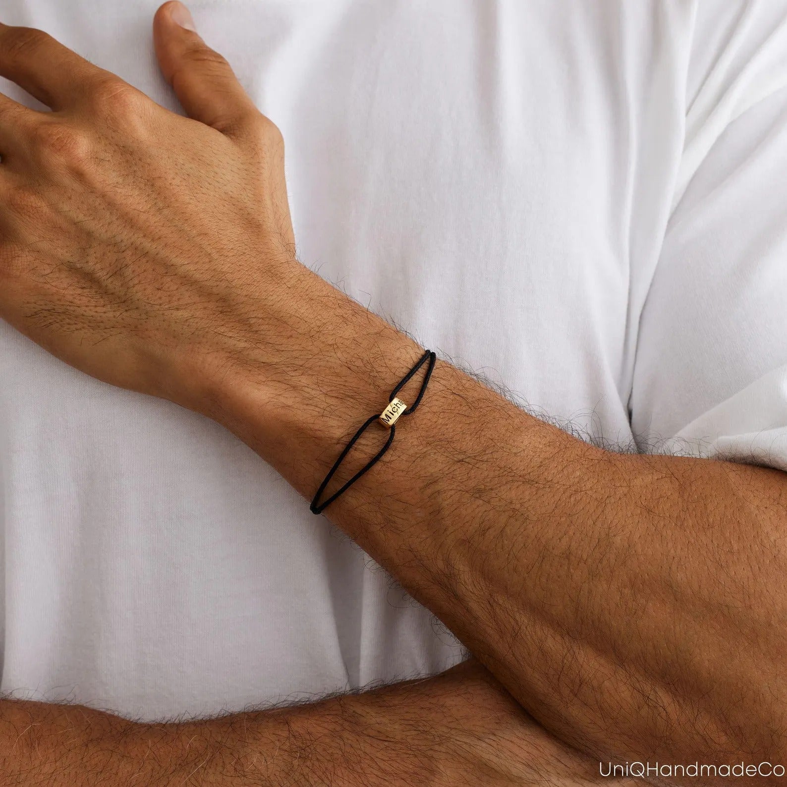 Personalised Men's Interlocking Bracelet | Family Name Dad Gift