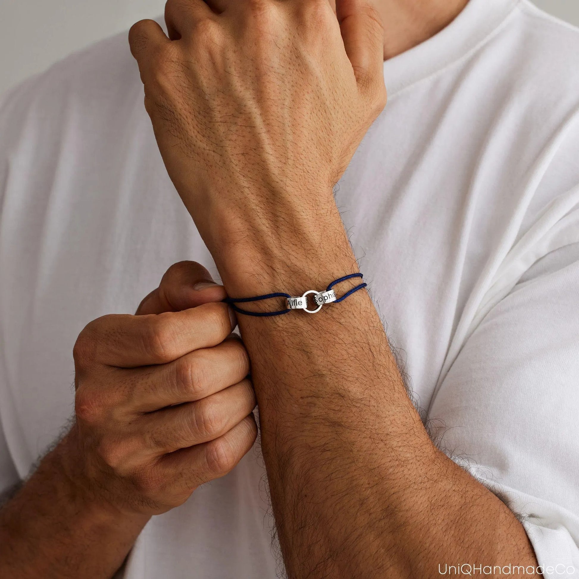 Personalised Men's Interlocking Bracelet | Family Name Dad Gift