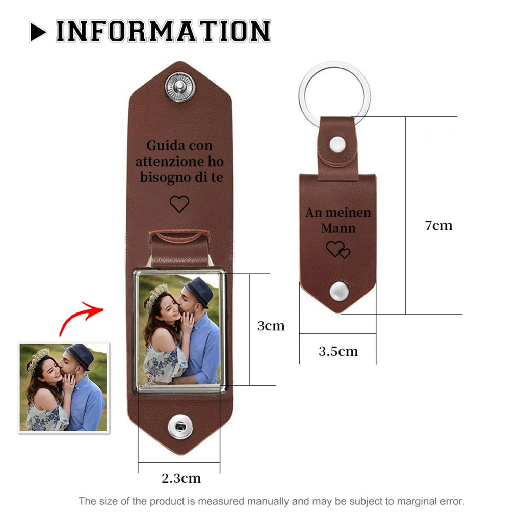 Personalized Mens Leather Keychain with Photo