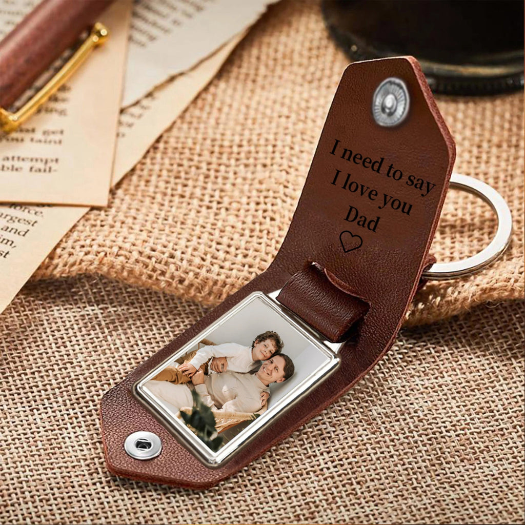 Personalized Mens Leather Keychain with Photo