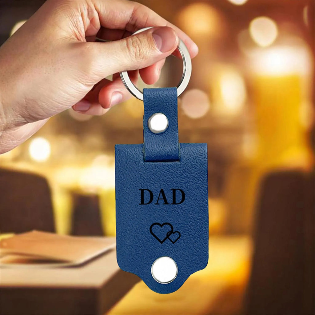 Personalized Mens Leather Keychain with Photo