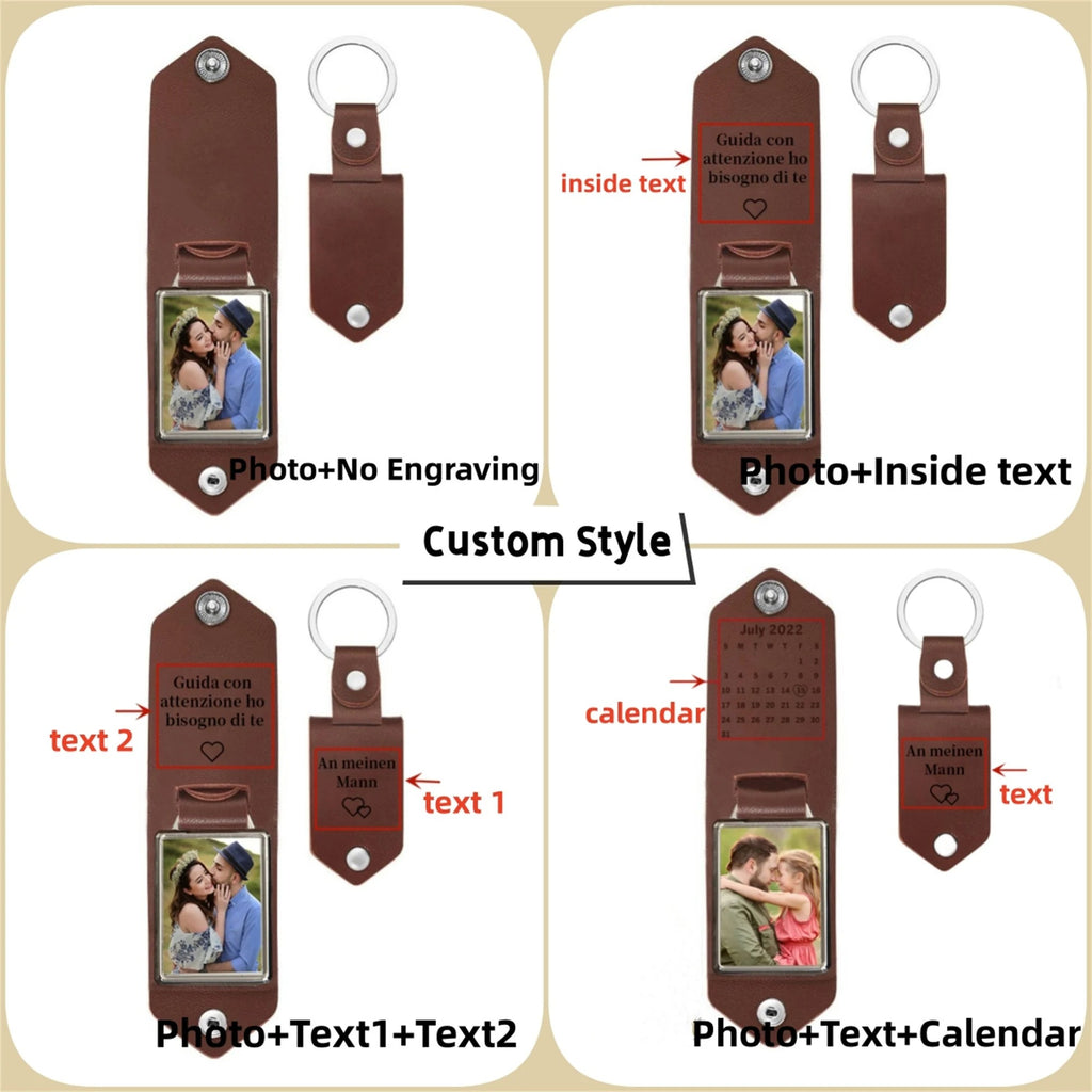 Personalized Mens Leather Keychain with Photo