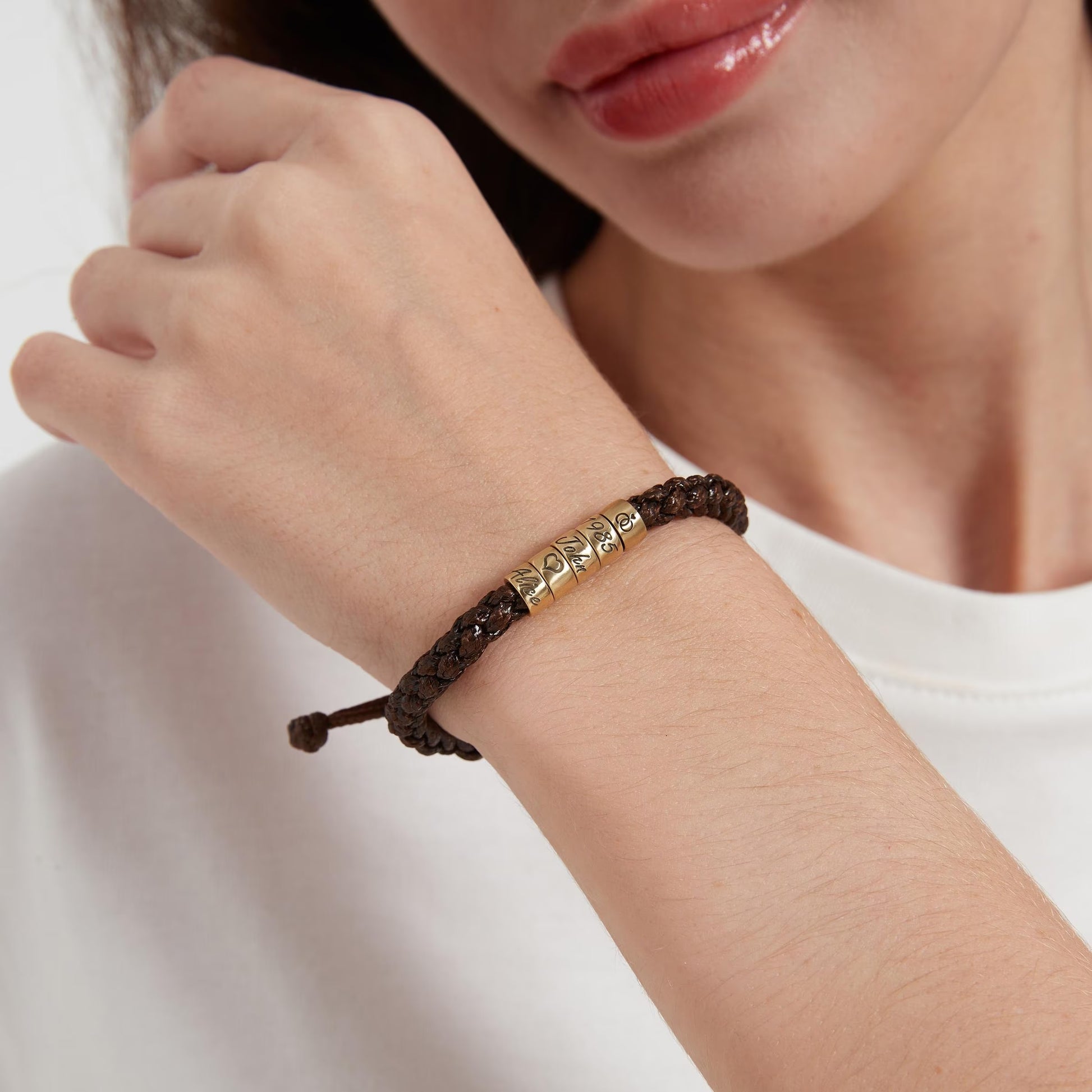Personalized Women Woven Leather Bracelet