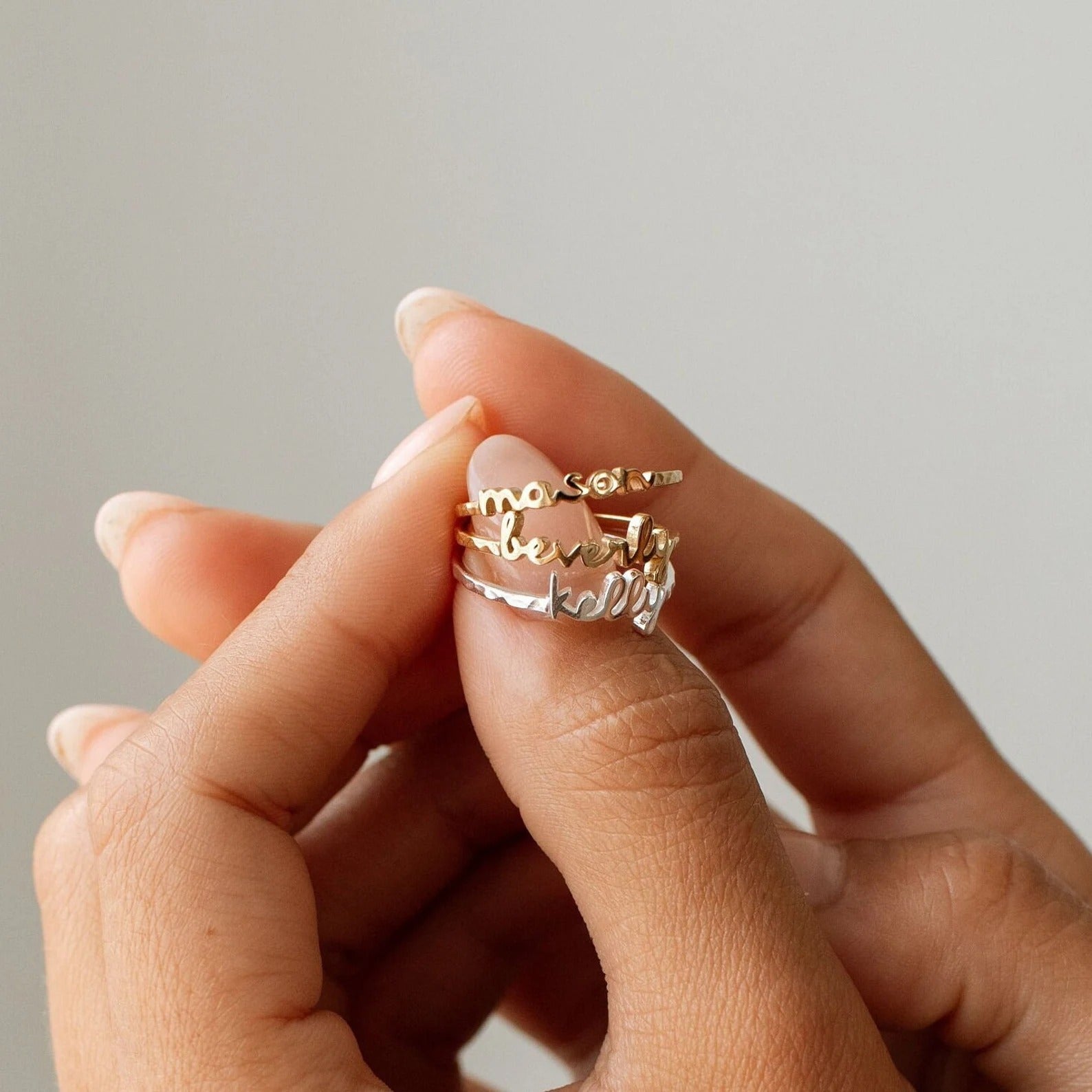 Personalized Stackable Name Rings