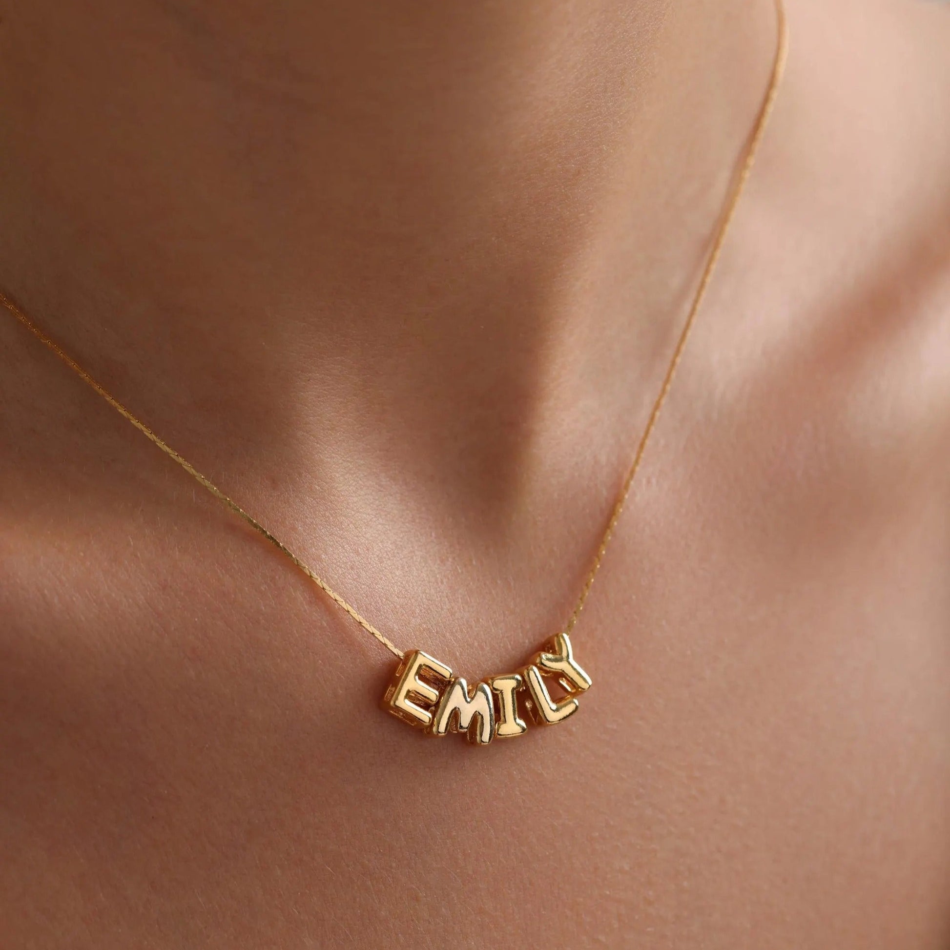 Personalized Tiny Balloon Initial Name Necklace