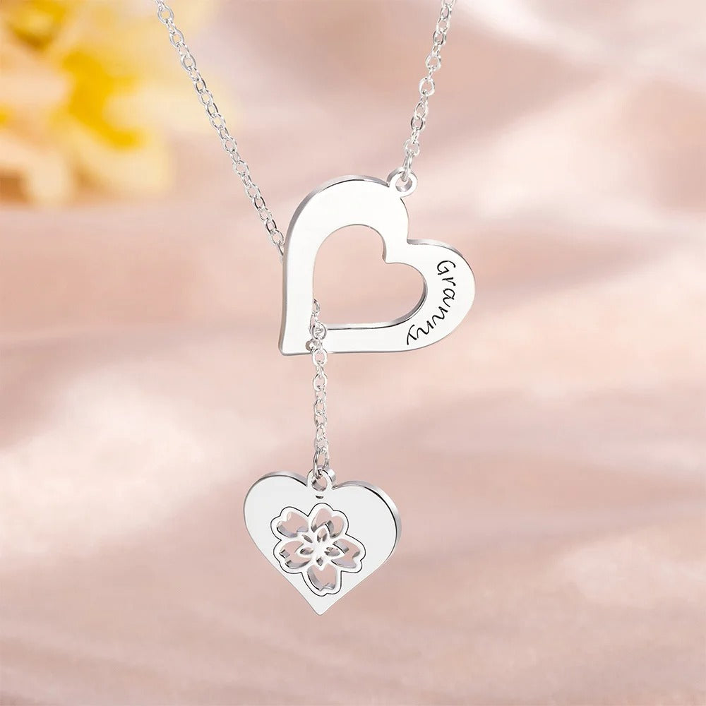 Personalized Birthstone Heart Shape Hollow Pendant Necklace Fine Jewelry With Name Birthday Anniversary Gift