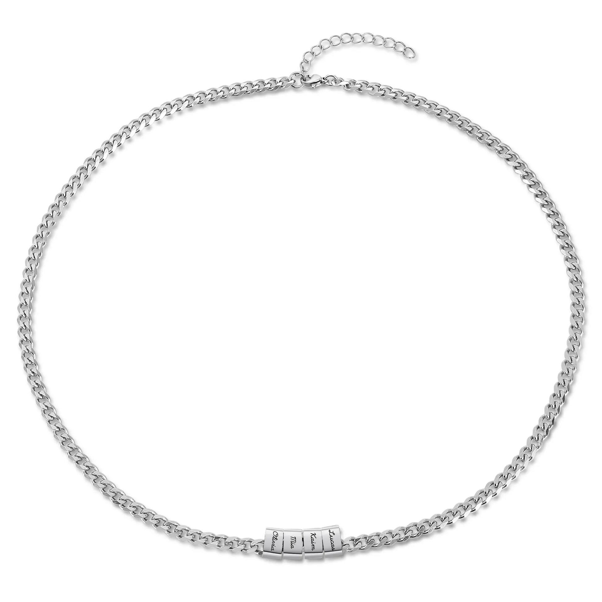Silver Dad Necklace with Kids' Names | Custom Father's Day Gift