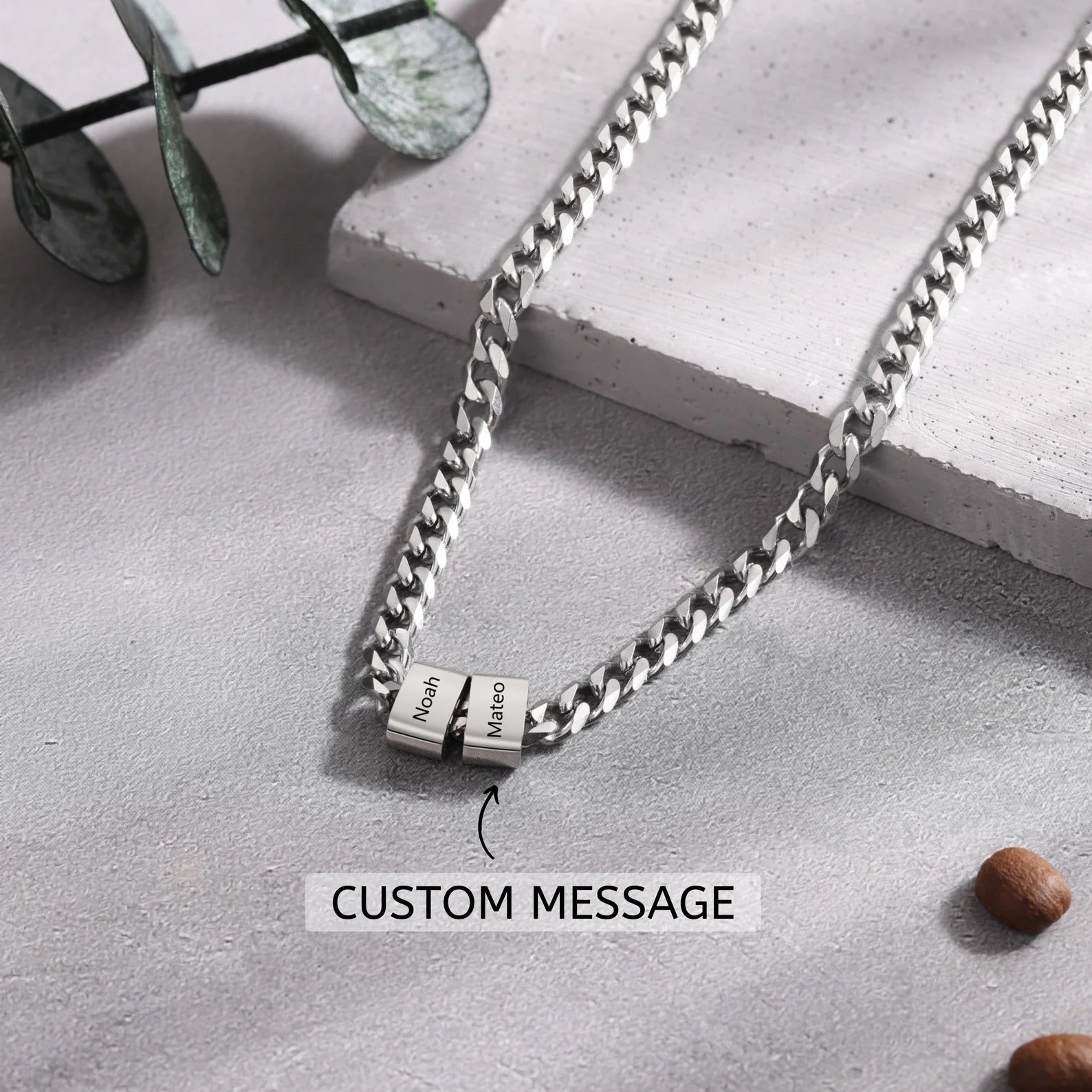 Silver Dad Necklace with Kids' Names | Custom Father's Day Gift