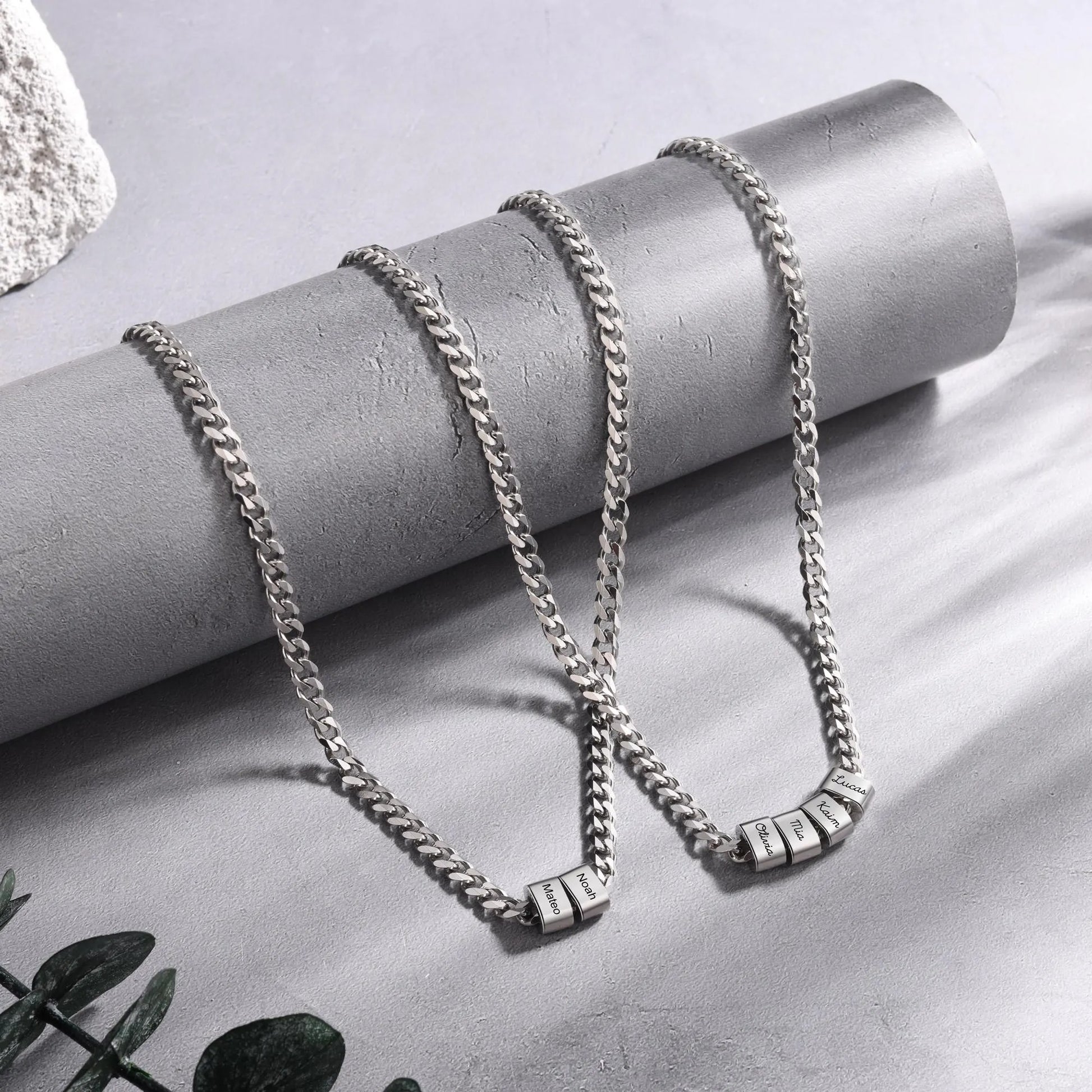 Silver Dad Necklace with Kids' Names | Custom Father's Day Gift