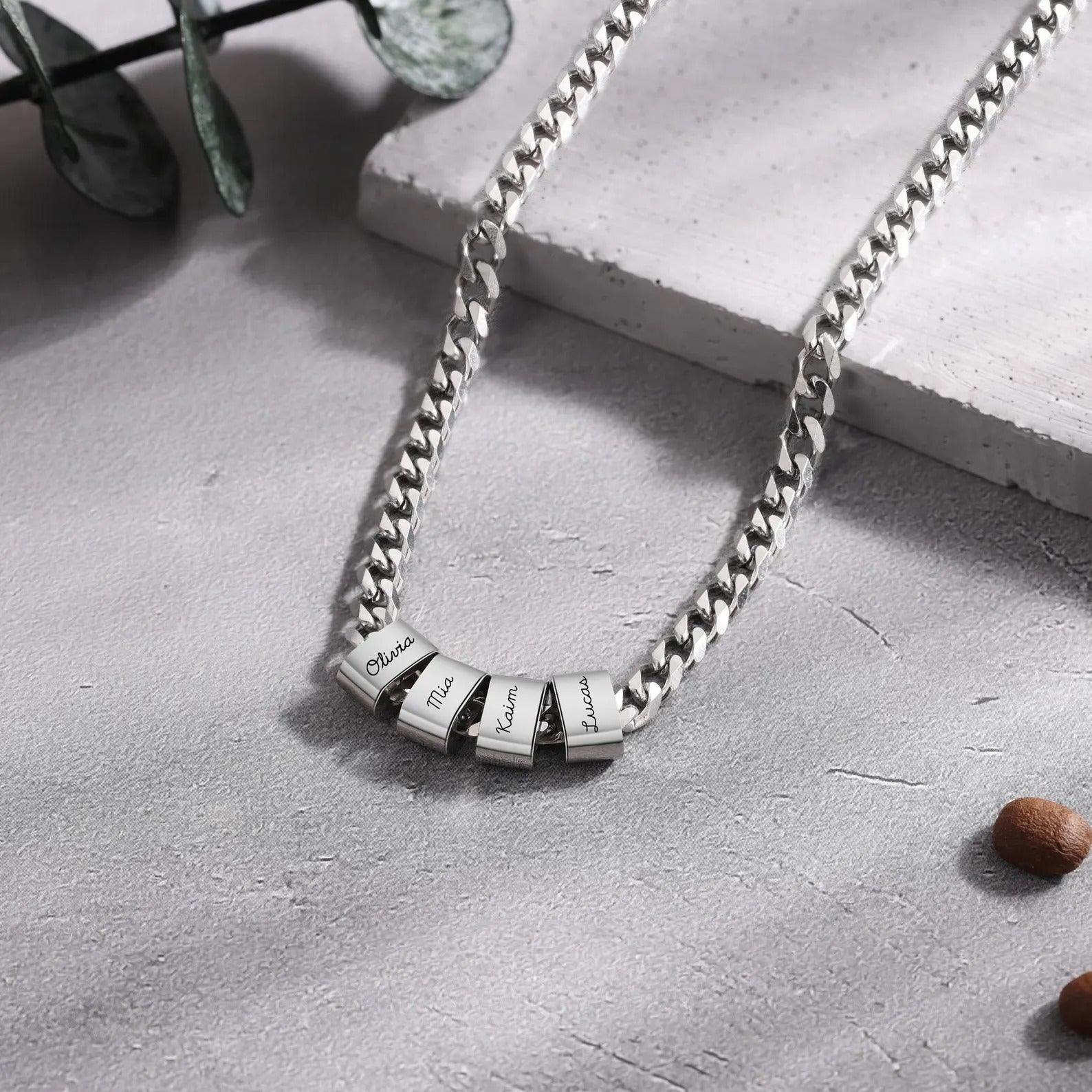 Silver Dad Necklace with Kids' Names | Custom Father's Day Gift