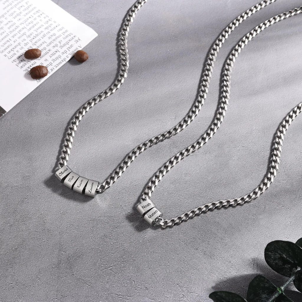Silver Dad Necklace with Kids' Names | Custom Father's Day Gift