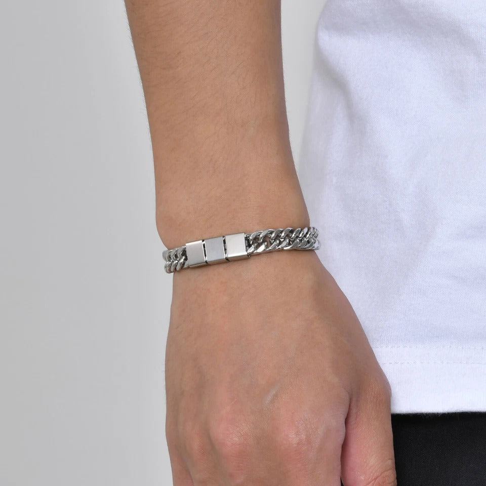 Stainless Steel Men's Bracelet - Custom Engraved with Name - Personalized Handmade