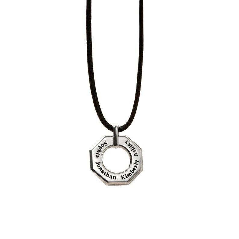 Stylish Men's Stainless Steel Pendant Necklace - Father's Day Gift - DIY Name Leather Cord Necklace