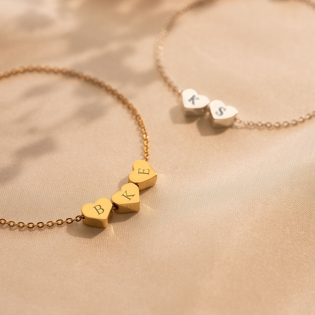 Stylish Stainless Steel Heart Initial Bracelet for Women | Minimalist DIY Name Bracelet