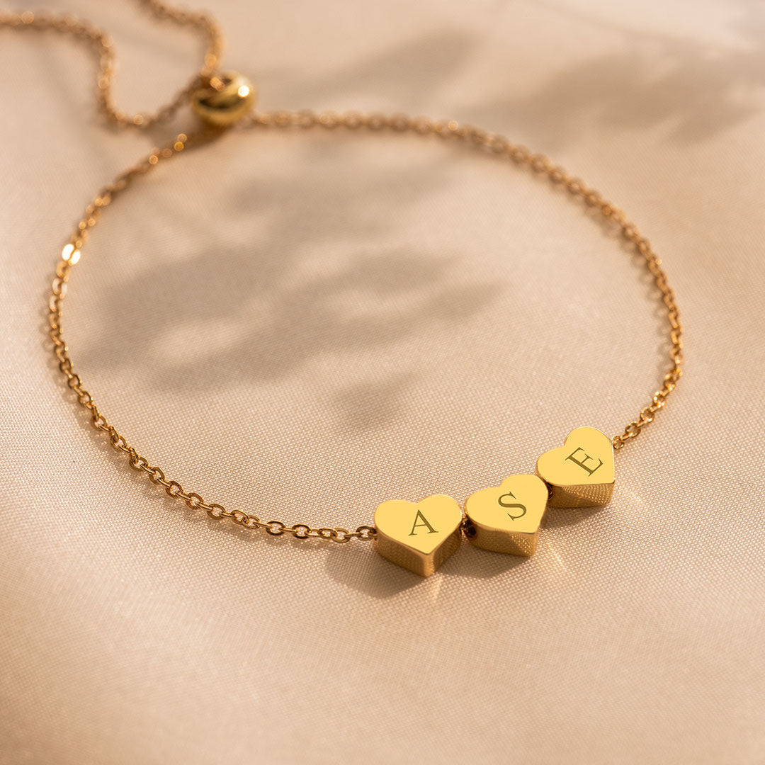 Stylish Stainless Steel Heart Initial Bracelet for Women | Minimalist DIY Name Bracelet