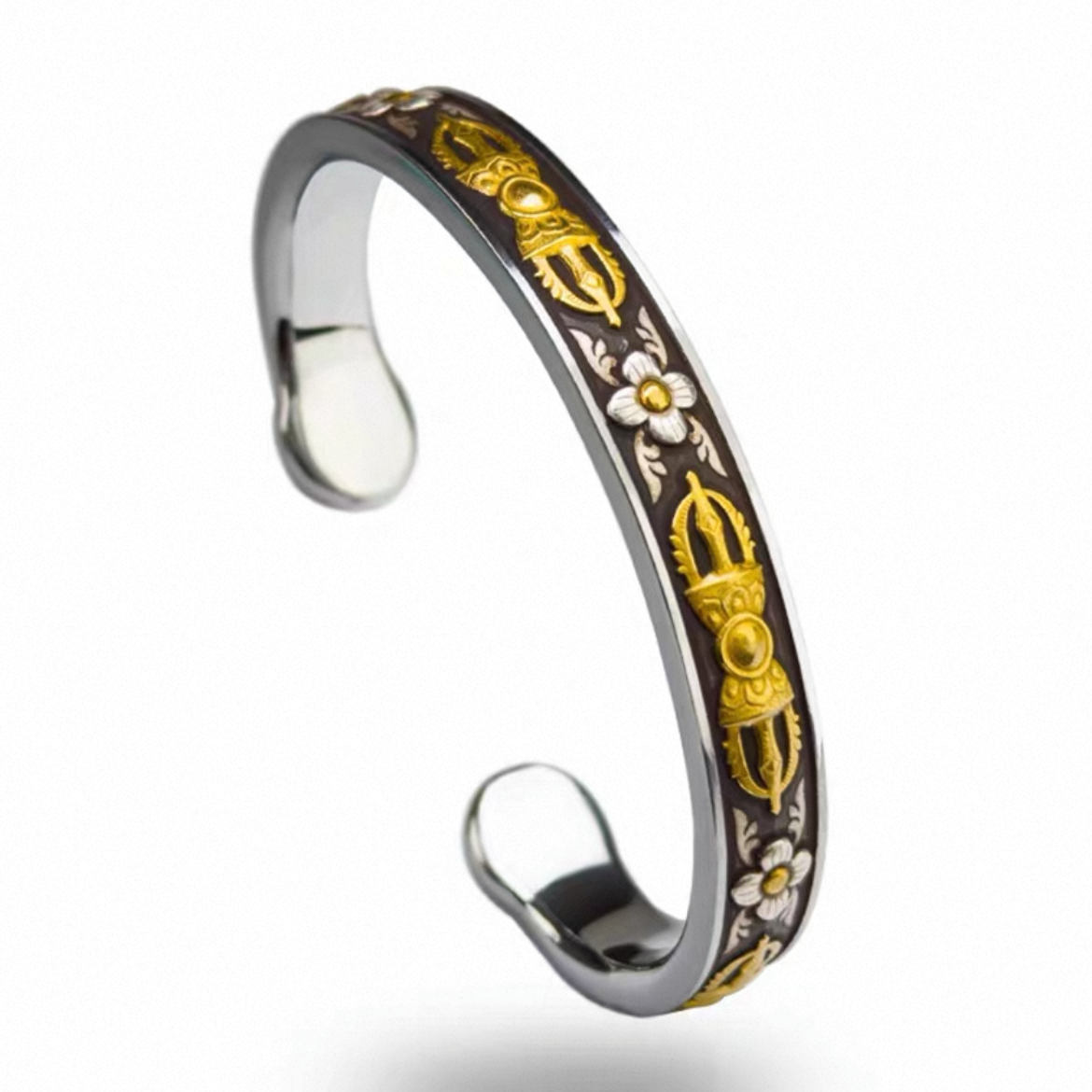 Tibetan Vajra Cuff, 'Celestial Forge' - Ancient Iron-Cutting Art & Meteorite