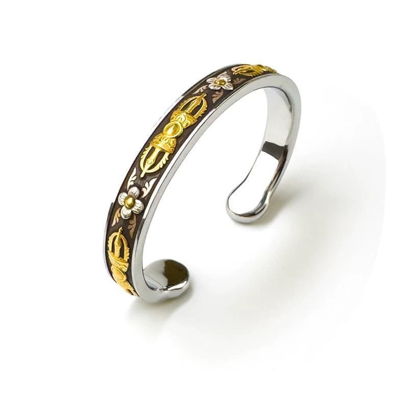 Tibetan Vajra Cuff, 'Celestial Forge' - Ancient Iron-Cutting Art & Meteorite