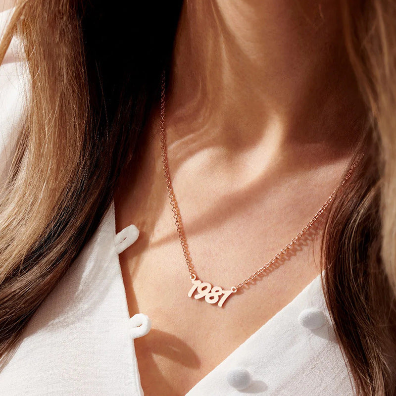 Titanium Steel Year Number Necklace | Custom Birthday Gift Stainless Steel Jewelry