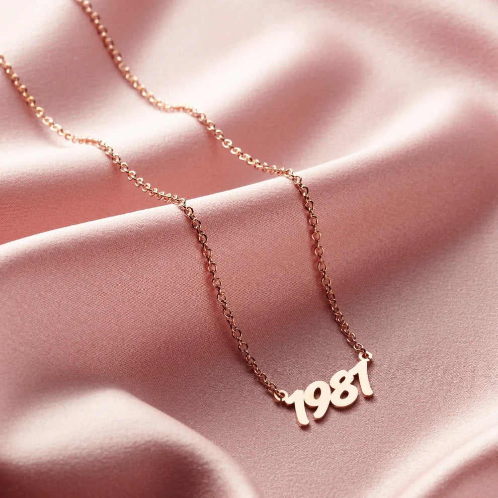 Titanium Steel Year Number Necklace | Custom Birthday Gift Stainless Steel Jewelry