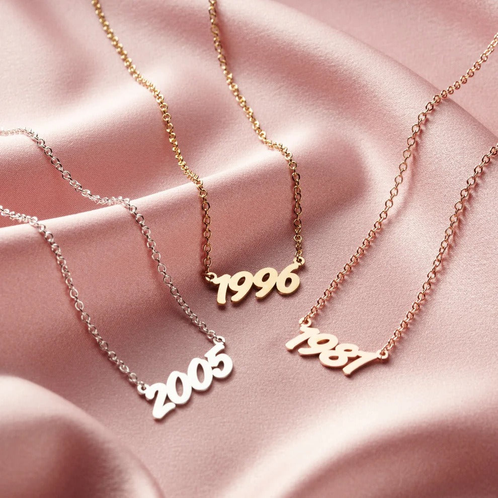 Titanium Steel Year Number Necklace | Custom Birthday Gift Stainless Steel Jewelry