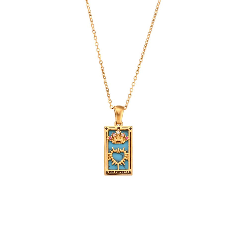 Turquoise Crowned Heart Pendant Necklace, 'The Empress'