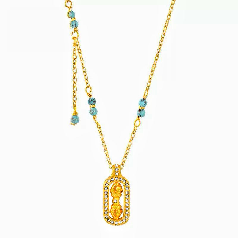 Vajra Pendant Necklace, 'Thunderbolt Wisdom'