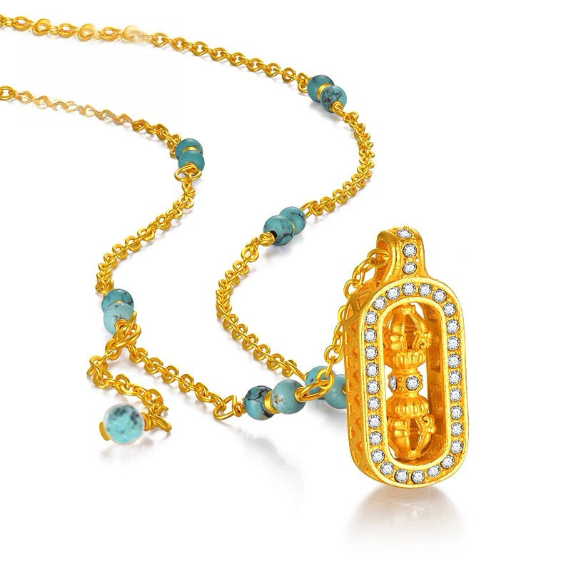 Vajra Pendant Necklace, 'Thunderbolt Wisdom'