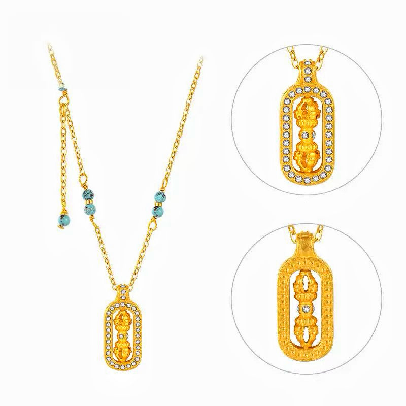 Vajra Pendant Necklace, 'Thunderbolt Wisdom'