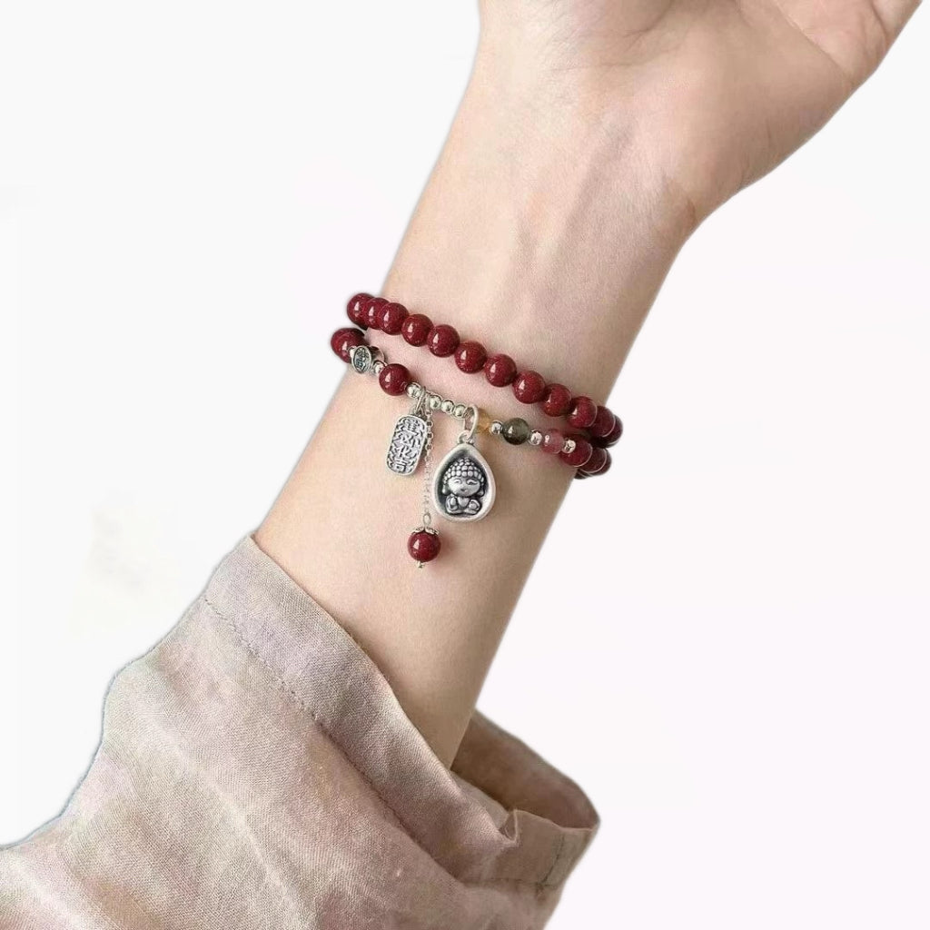 Waterdrop Buddha Bracelet, 'Sacred Flow'