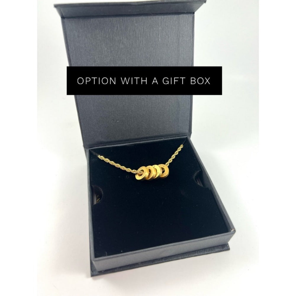 Personalized Coin Necklace with Rope Chain - Circle Pendant Necklace