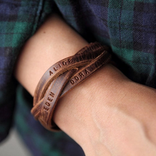 Personalized Gift, Mens hand-braided leather Bracelet