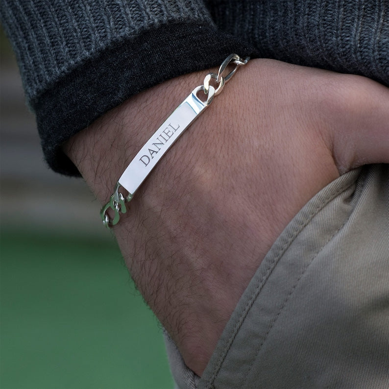 Personalized Men's ID Bracelet with Engraving
