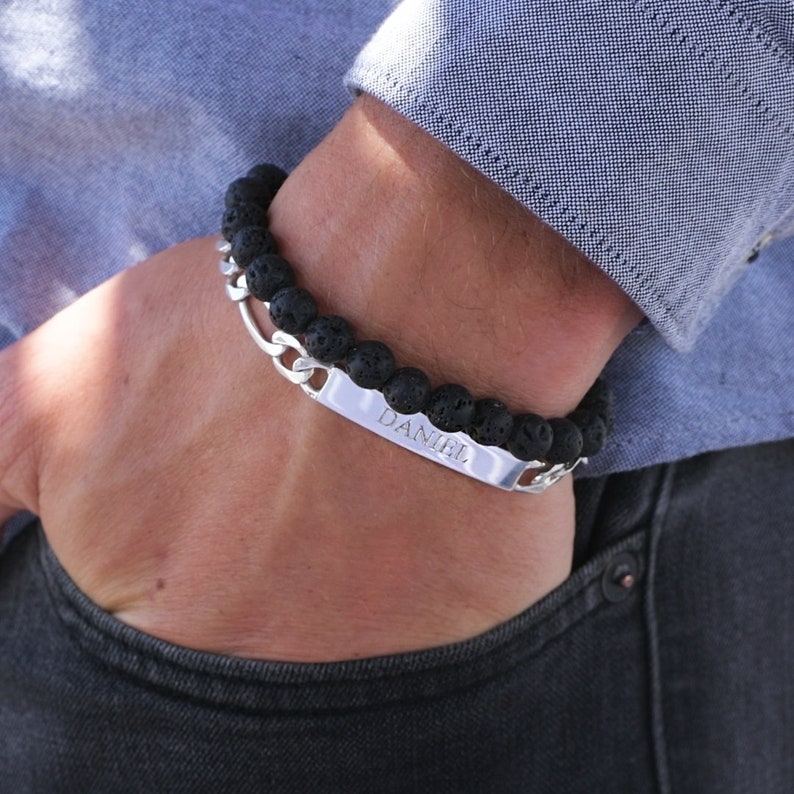 Personalized Men's ID Bracelet with Engraving