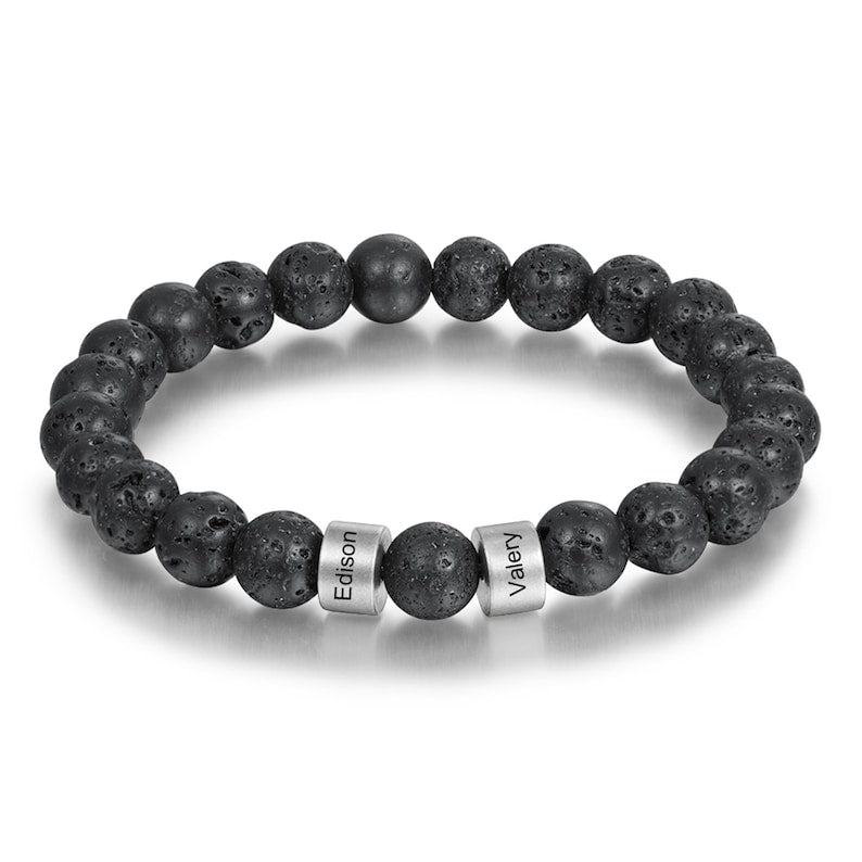 Custom Name Lava Stone Bead Bracelet