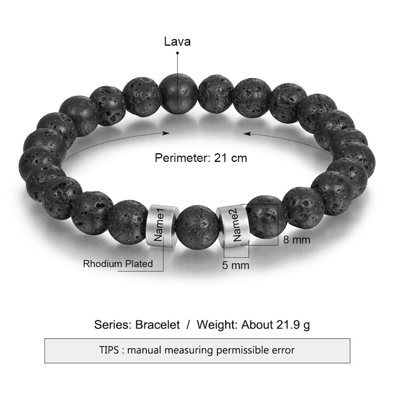 Custom Name Lava Stone Bead Bracelet