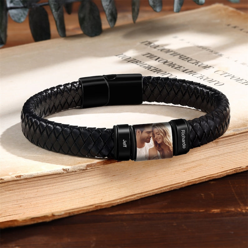 Custom Photo Dad Bracelet with Kids Friend Names