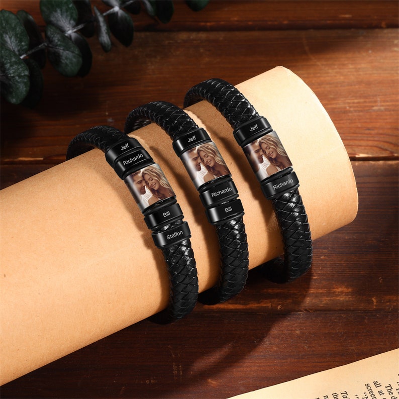 Custom Photo Dad Bracelet with Kids Friend Names
