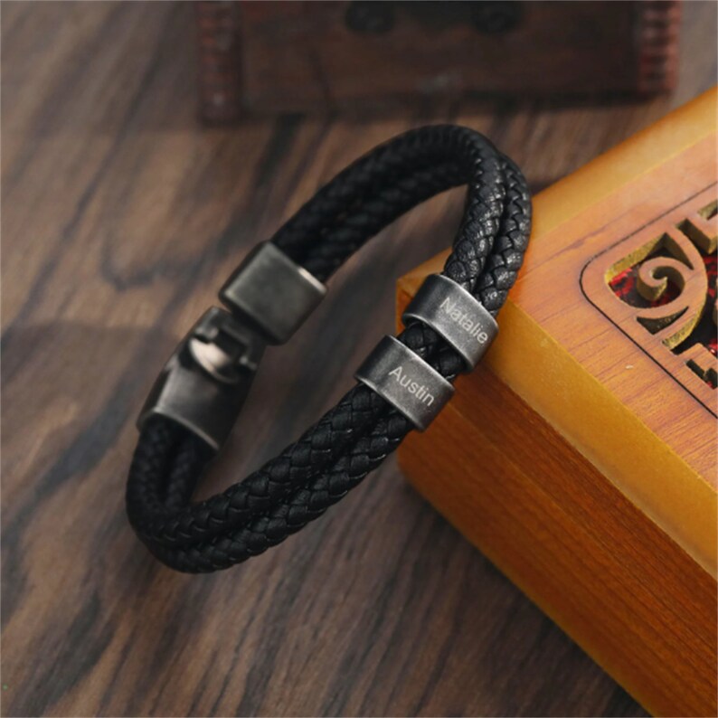 Custom Engraved Kids Name Bracelet, Gift for Husband Dad,