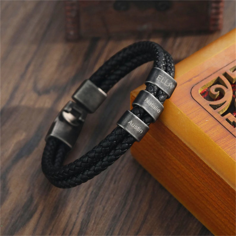 Custom Engraved Kids Name Bracelet, Gift for Husband Dad,