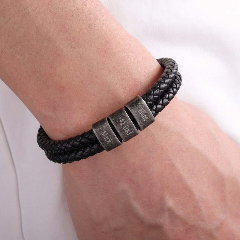 Custom Engraved Kids Name Bracelet, Gift for Husband Dad,