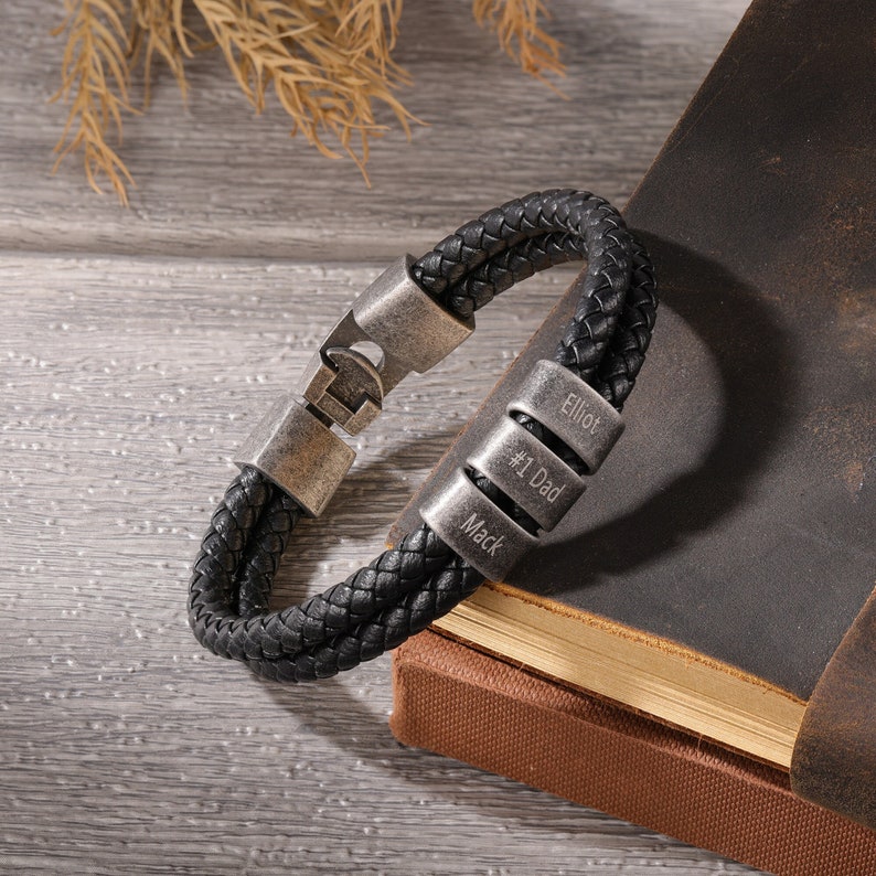 Custom Engraved Kids Name Bracelet, Gift for Husband Dad,