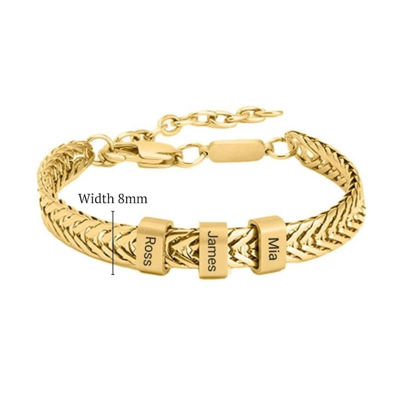 Gold Men Bracelet for Dad with Kids Names