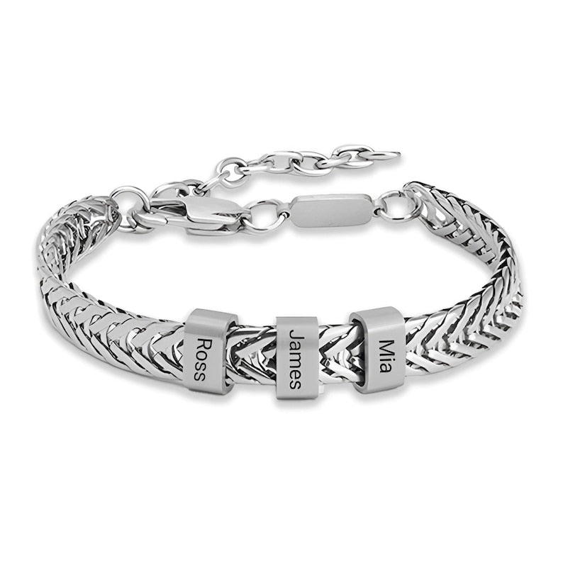 Gold Men Bracelet for Dad with Kids Names