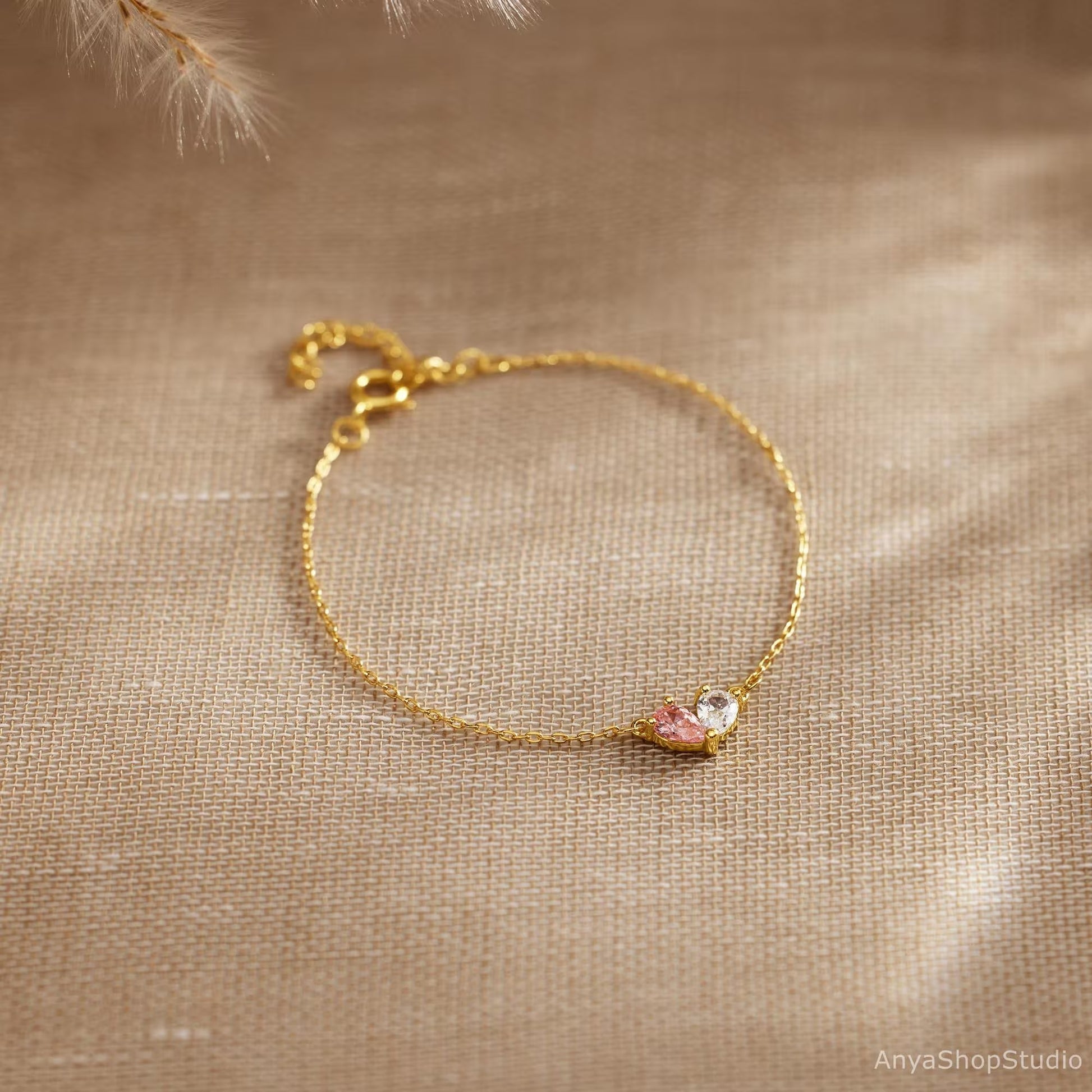 Custom Heart Birthstone Bracelet